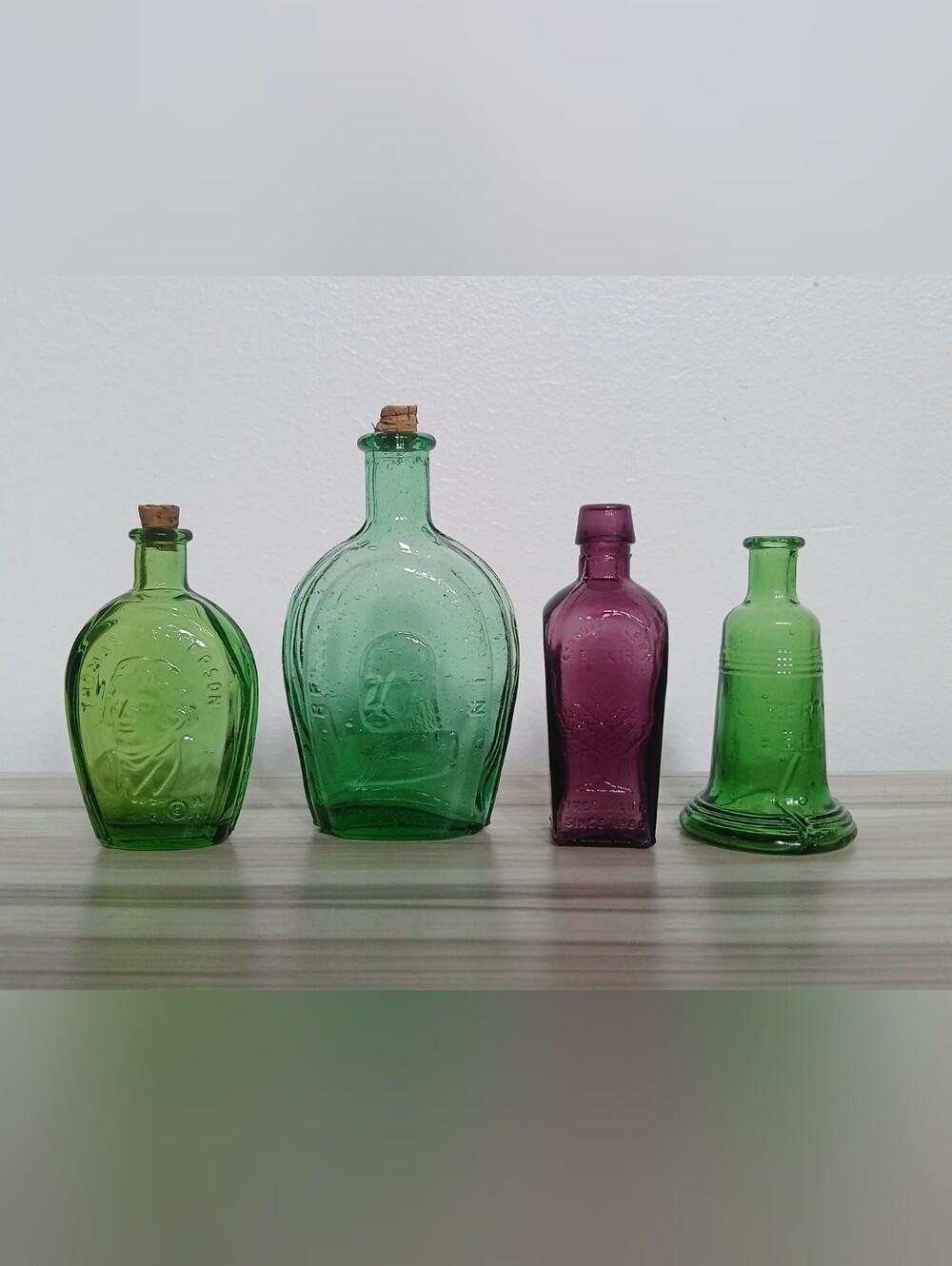 Vintage Lot 4 Miniature Coloured Glass Bottles 1970s Wheaton Taiwan